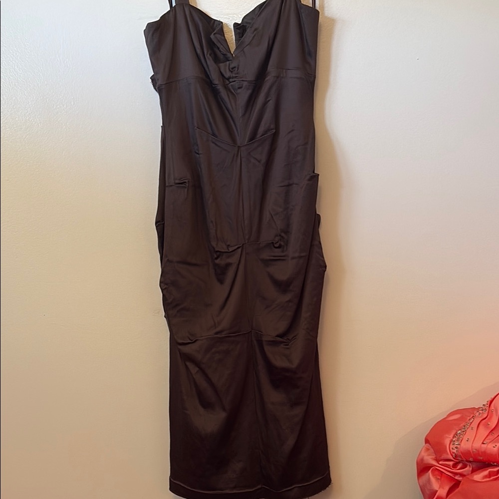 Brown Spaghetti Strap Sheath Mini Dress